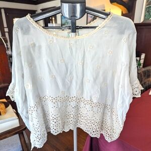 Johnny Was eyelet blouse size M